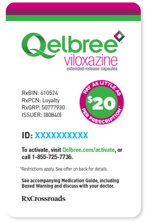 Qelbree® (viloxazine extended-release capsules) Copay Savings Card